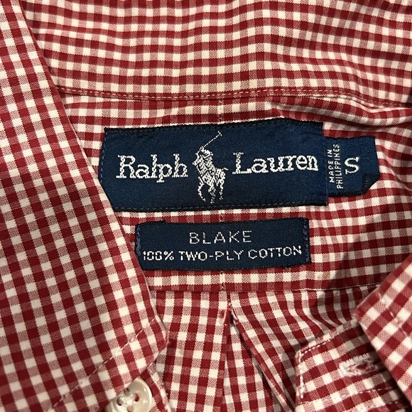 Ralph Lauren Blake Red checkered Short Sleeved Button Down Shirt Small - Picture 4 of 6